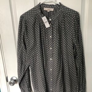 Loft Polkadot Blouse - light weight, Long Sleeve